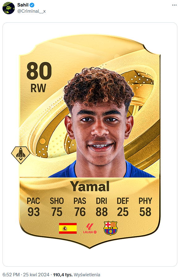 Tak w grze EA Sports FC 25 ma wyglądać KARTA Lamine'a Yamala! <3
