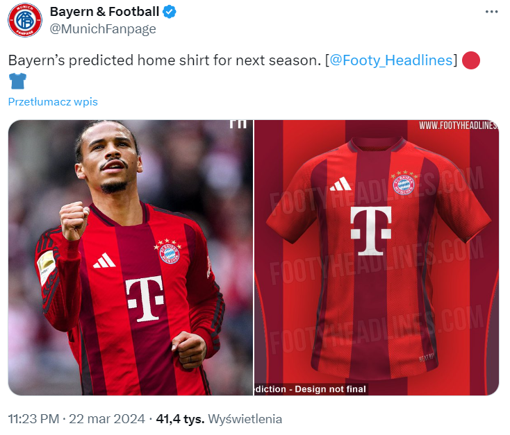 Tak mają wyglądać NOWE KOSZULKI Bayernu!
