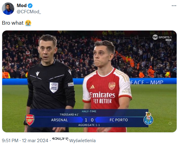 Trossard i sędzia meczu Arsenal - Porto xD