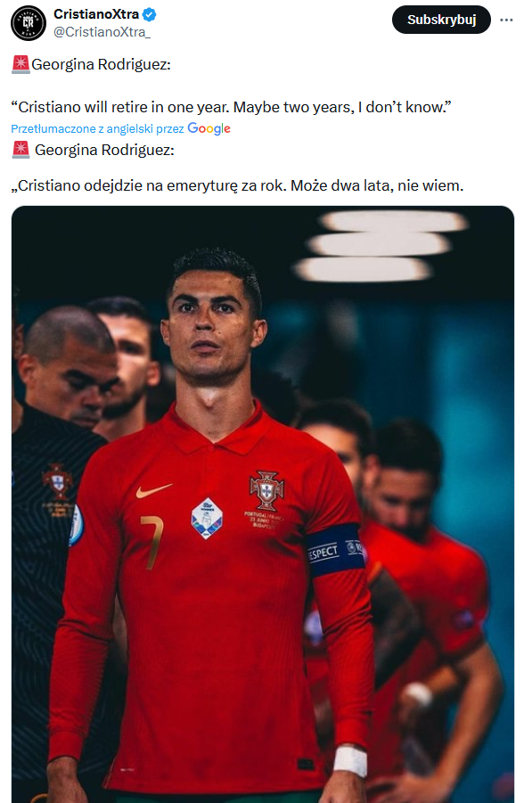 Partnerka Cristiano Ronaldo mówi, kiedy CR7 PRZEJDZIE NA EMERYTURĘ xD