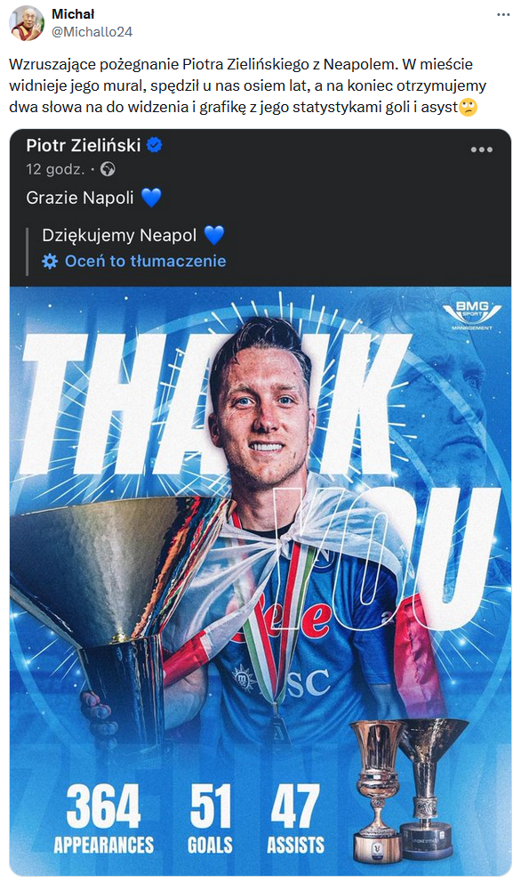 Tak Piotr Zieliński ŻEGNA SIĘ z Napoli!