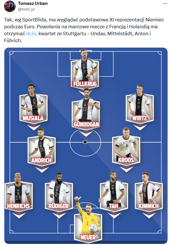 Tak ma wyglądać PODSTAWOWA XI reprezentacji Niemiec na EURO 2024!