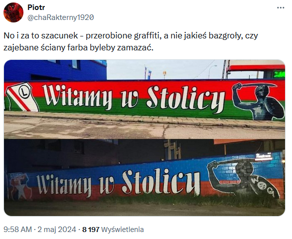 Kibice Wisły Kraków PRZEROBILI graffiti Legii w Warszawie O.o
