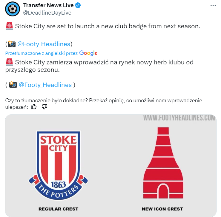 Tak może wyglądać NOWY HERB Stoke City O.o