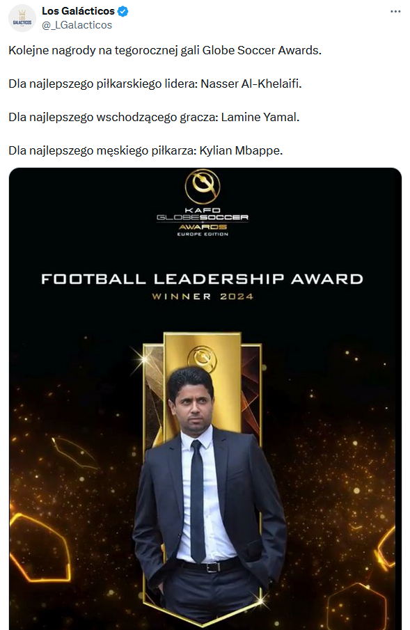 Nagroda dla PIŁKARSKIEGO LIDERA ROKU na gali Globe Soccer Awards XD