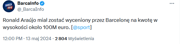 FC Barcelona WYCENIŁA Ronalda Araujo na...