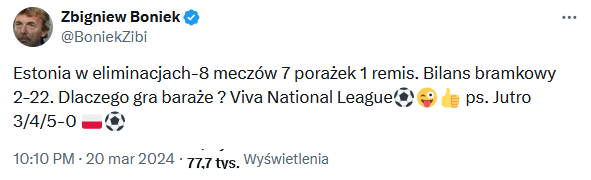 MOCNY TYP Zbigniewa Bońka na WYNIK meczu Polska - Estonia XD