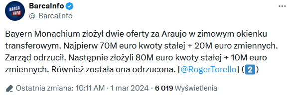 HIT! Taką ofertę Barcelona ODRZUCIŁA za Ronalda Araujo!