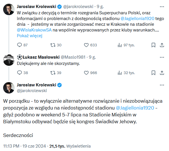 PROPOZYCJA Jarosława Królewskiego dot. stadionu na SP Polski i... ODPOWIEDŹ JAGIELLONII xD