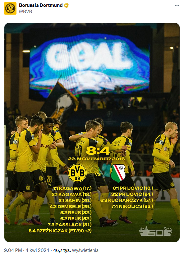 Ten mecz jako ''niesamowity'' WSPOMINA BVB na swoich mediach społecznościowych! :D