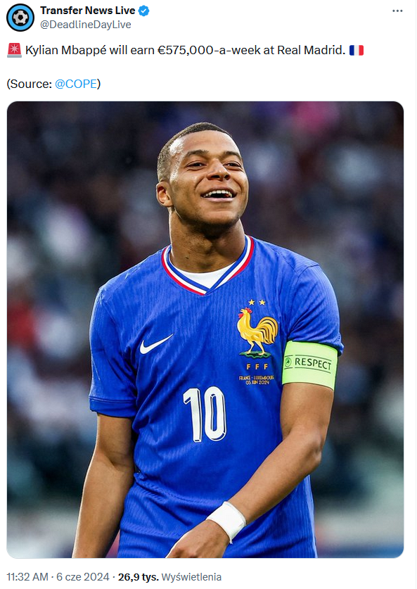 ''COPE'': Oto TYGODNIÓWKA Kyliana Mbappe w Real Madryt! WoW O.o