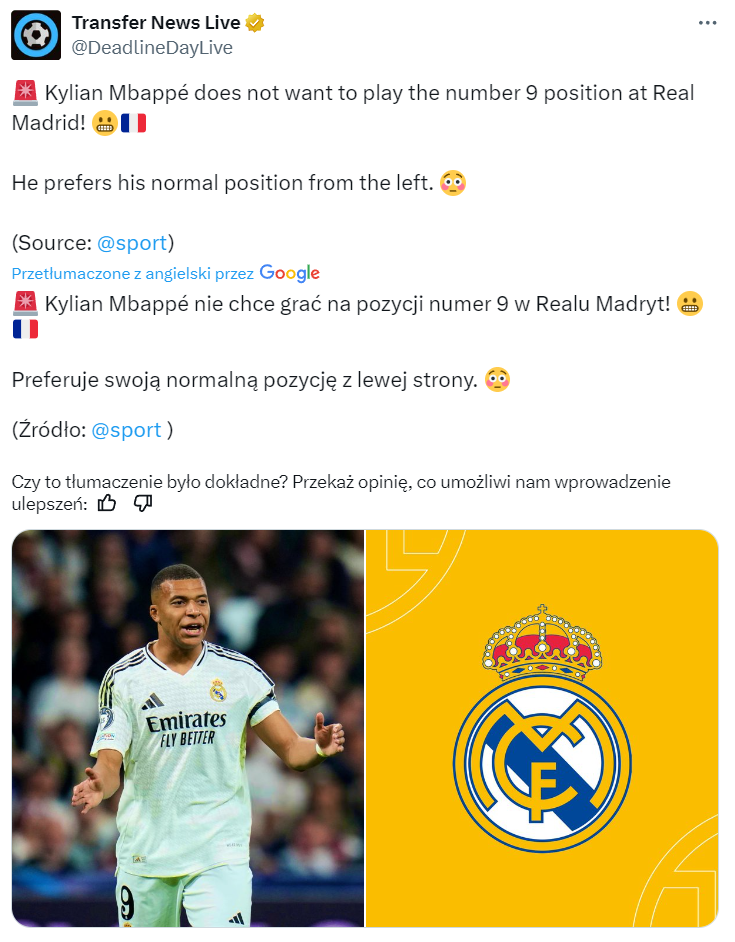 ''BUNT'' Kyliana Mbappe w Realu! Francuz NIE CHCE JUŻ GRAĆ jako 9, a chce...