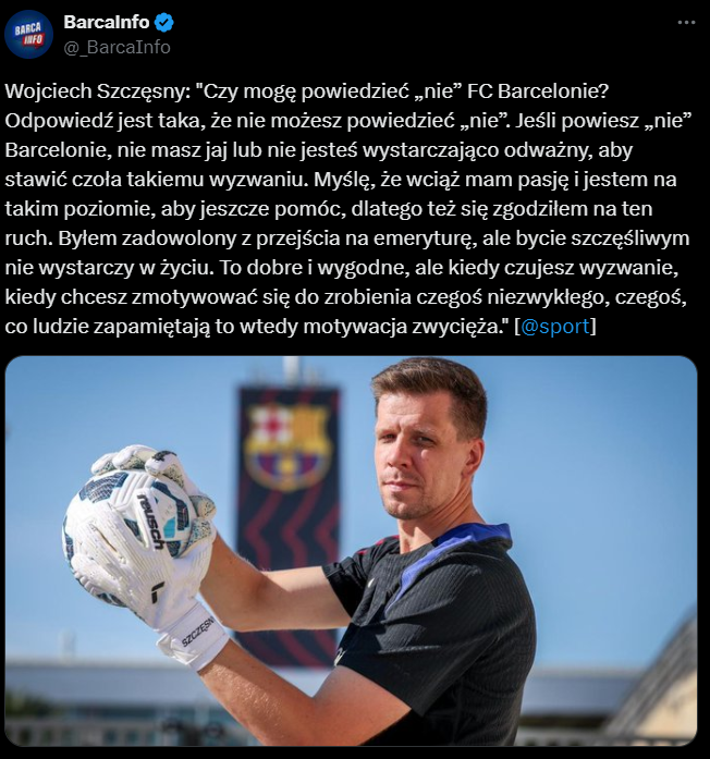 Wojciech Szczęsny nt. POWIEDZENIA ''NIE'' Barcelonie!