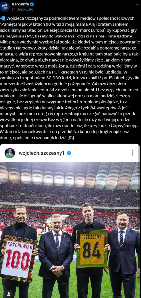 Tak Wojciech Szczęsny POŻEGNAŁ się z kadrą na IG! <3