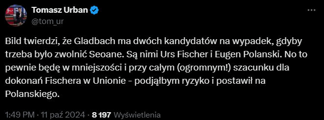 HIT! Były reprezentant Polski KANDYDATEM na nowego TRENERA Borussii Mönchengladbach! O.o