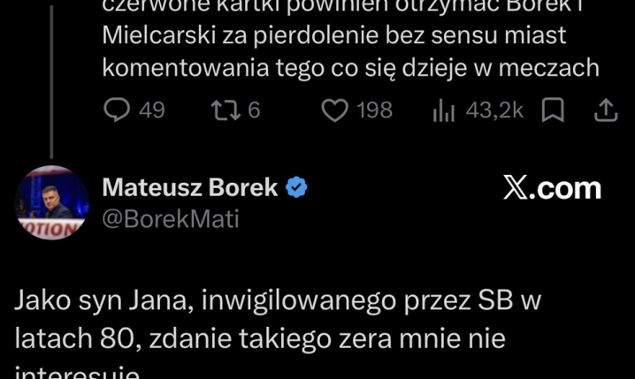 ODPOWIEDŹ Mateusza Borka na wpis KRYTYKUJĄCY jego komentarz podczas MŚ xD