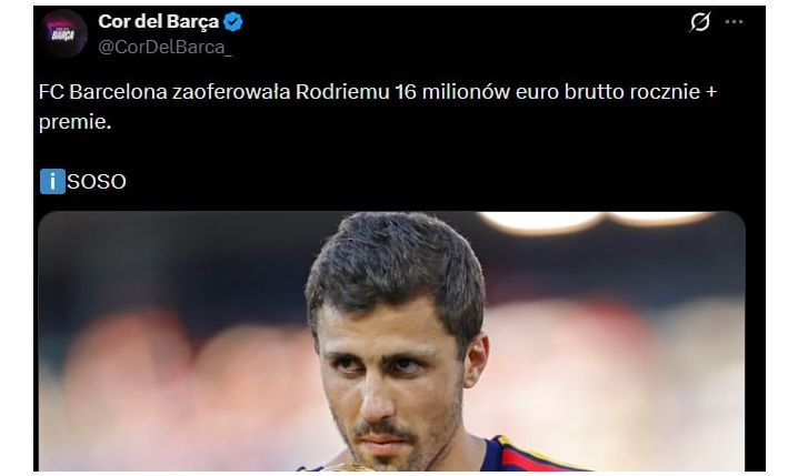 HIT! Taką PENSJĘ Barca zaproponowała Rodriemu!