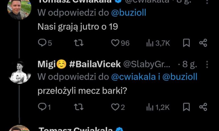 ODPOWIEDŹ Tomasza Ćwiąkały o PRZEŁOŻONY mecz ''Barki'' xD