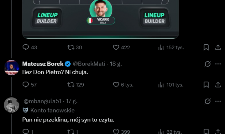 ODPOWIEDŹ Mateusza Borka na prośbę kibica xD