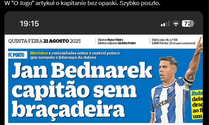 TYTUŁ ARTYKUŁU nt. Jana Bednarka w portugalskiej prasie! O.o
