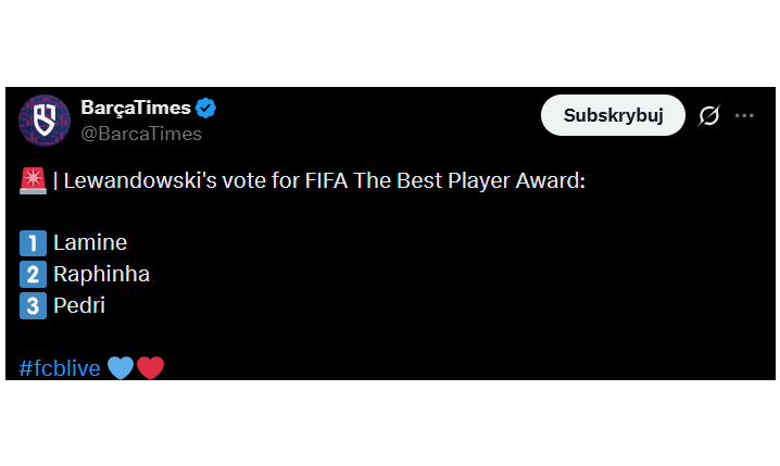 GŁOSY Roberta Lewandowskiego w plebiscycie FIFA The Best :D
