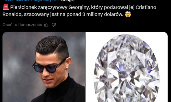 Tyle KOSZTOWAŁ pierścionek zaręczynowy, który kupił CR7 :D