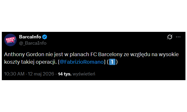 Tak Fabrizio Romano 2 TYGODNIE TEMU mówił o transferze Gordona do Barcelony xD