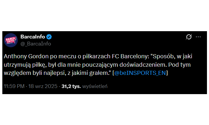 SŁOWA Anthony'ego Gordona nt. Barcelony po meczu z LM!