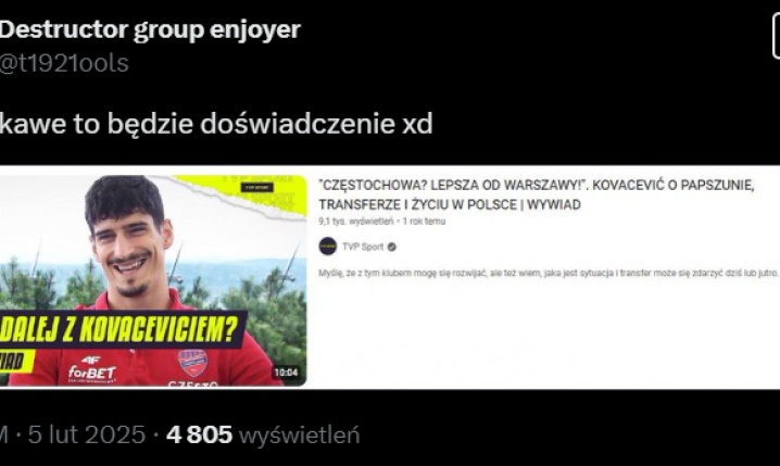 Tytuł WYWIADU Kovacevicia sprzed ponad roku xD