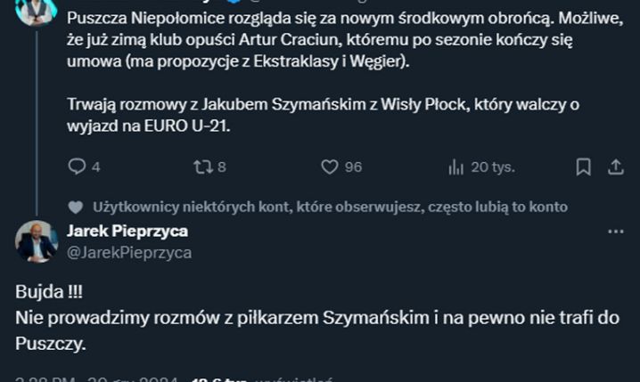 ODPOWIEDŹ Prezesa Puszczy na transferowego newsa Tomasza Włodarczyka... xD