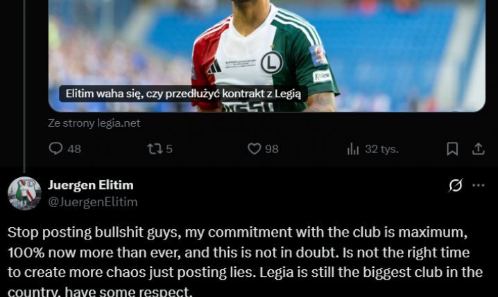 OSTRA ODPOWIEDŹ Jurgena Elitima na sugestie o WAHANIU przy przedłużeniu umowy!