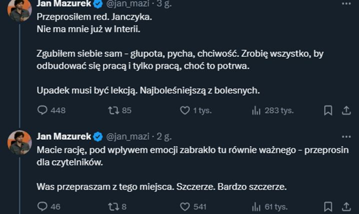 Dziennikarz przeprasza i przyznaje, że wyleciał z pracy!