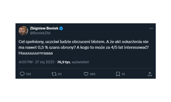 WPIS Zbigniewa Bońka po tym, jak dostał akt oskarżenia!