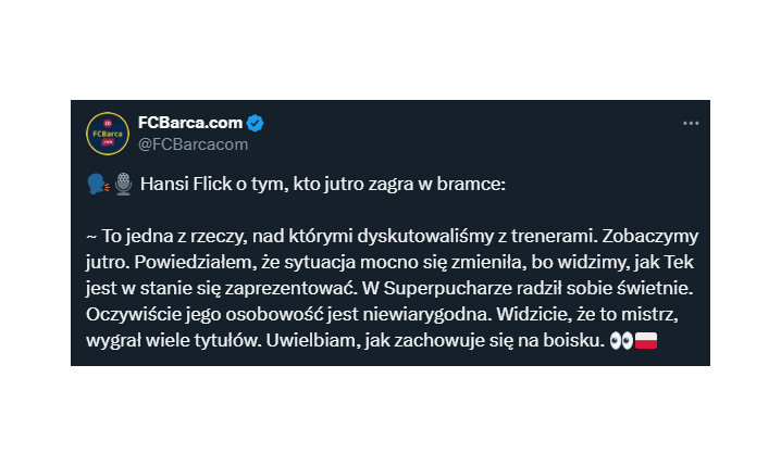 ODPOWIEDŹ Hansiego Flicka na pytanie, kto zagra w bramce w jutrzejszym meczu LM!