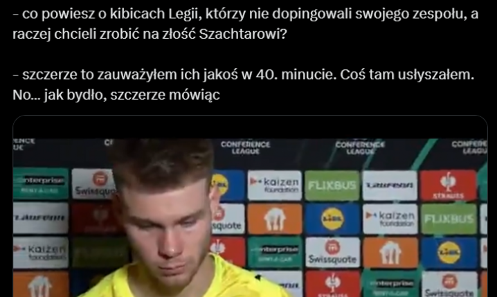 Bramkarz Szachtara WYZYWA KIBICÓW LEGII po meczu w LK O.o