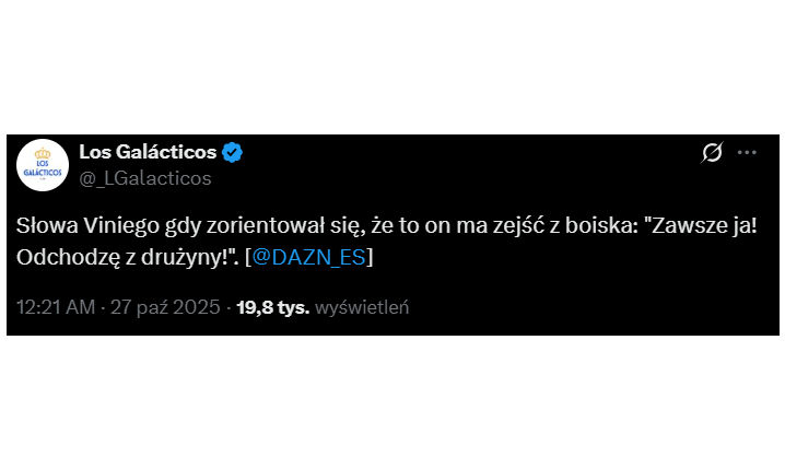 SŁOWA Viniciusa w stronę ławki Realu Madryt przy zmianie...