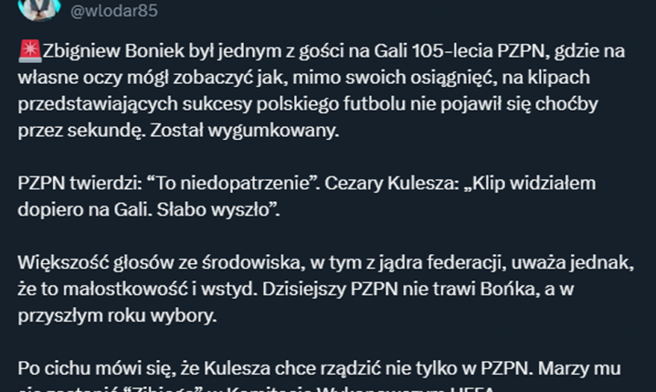 WSTYD! Tak PZPN potraktowało Zbigniewa Bońka...