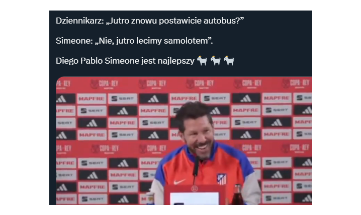 ODPOWIEDŹ Simeone na pytanie dziennikarza, czy postawią autobus z Barceloną... xD