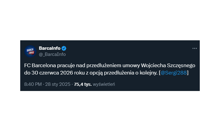 Zaskakujące wieści ws. Wojtka Szczęsnego! Barcelona chce z nim... przedłużyć kontrakt!