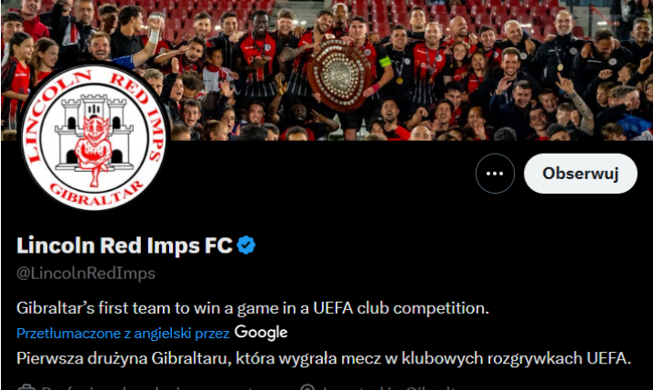 HIT! Lincoln FC po WYGRANIU Z LECHEM zmienili OPIS SWOJEGO PROFILU na... xD