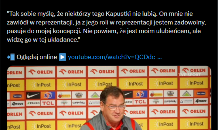 Tak Jan Urban tłumaczy powołanie Bartosza Kapustki... xD