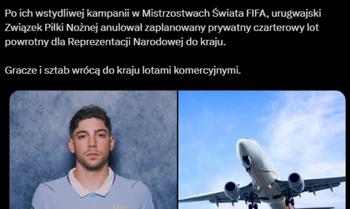 Tak ''Urugwajski Związek Piłki Nożnej'' potraktował piłkarzy...