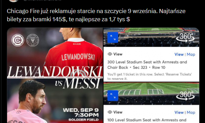 CENY BILETÓW na mecz Lewandowski vs. Messi w MLS!