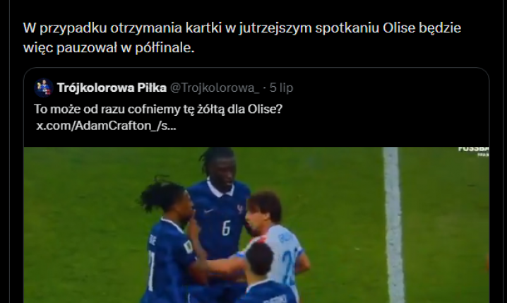 FIFA podjęła decyzję ws. anulowania żółtej kartki Olise!