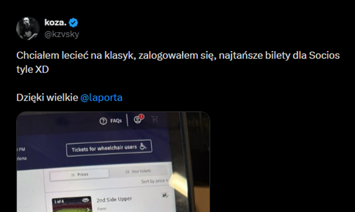 CENY BILETÓW na El Clasico w przedsprzedaży dla Socios... xD