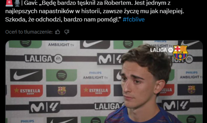 Wzruszony Gavi po meczu nt. odejścia Lewandowskiego...