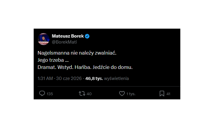 TWEET Mateusza Borka po odpadnięciu Niemiec z Mundialu... xD