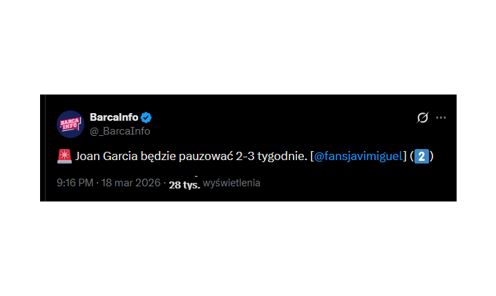 TYLE ma PAUZOWAĆ Joan Garcia z powodu urazu!