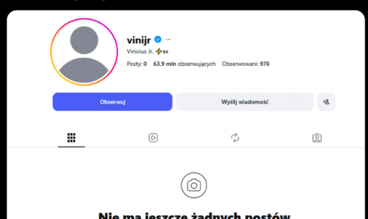 Tak teraz wygląda profil Viniciusa na IG!