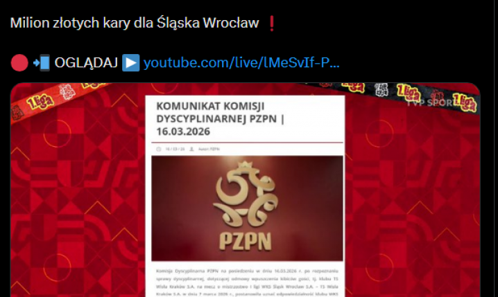 JEST DECYZJA PZPN! Olbrzymia kara dla Śląska Wrocław!